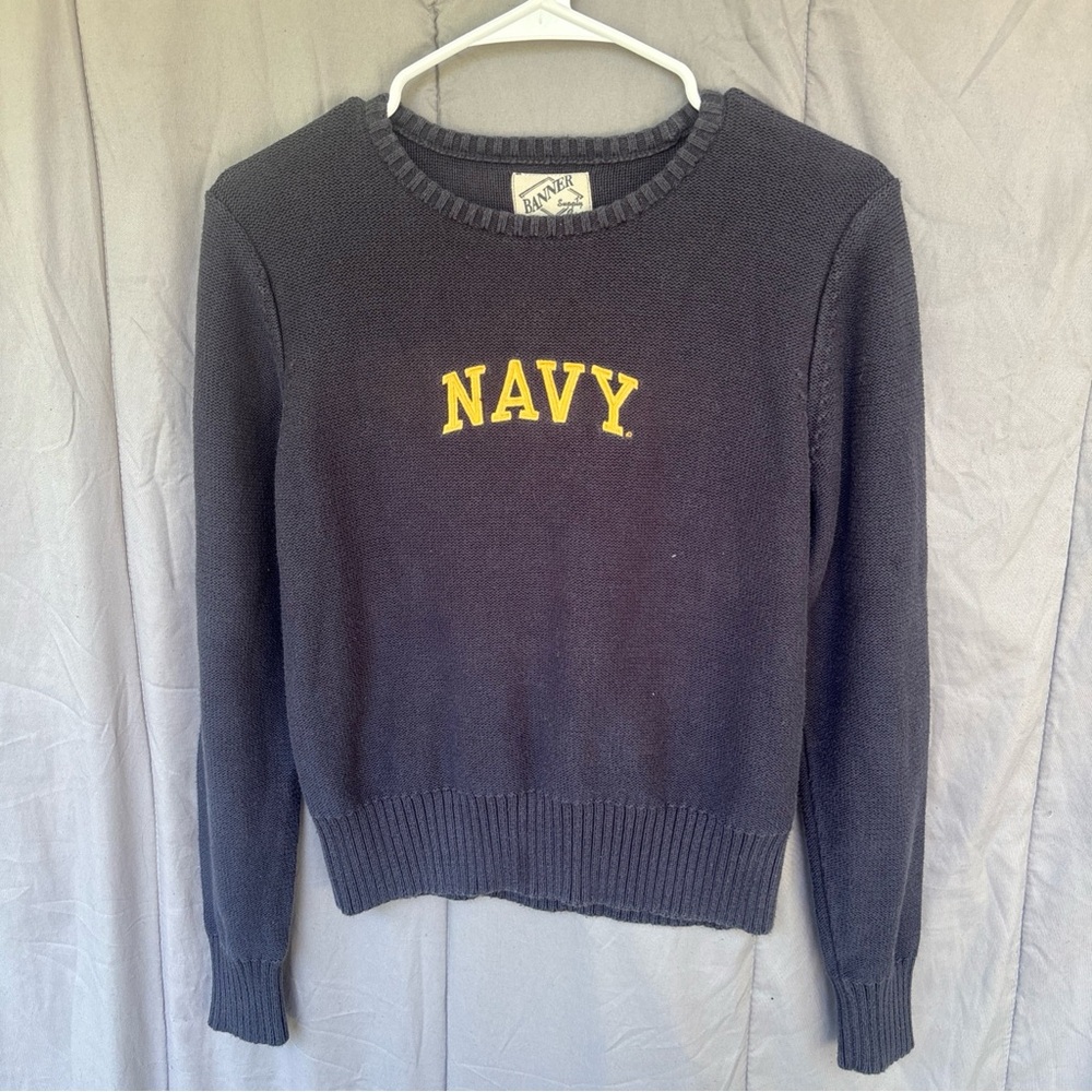 Blue and Yellow Crew Neck Sweatshirt Classic Cotton Blend